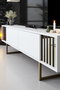Hanah Home Gold Line Mueble de TV Blanco y Negro con Patas Metálicas